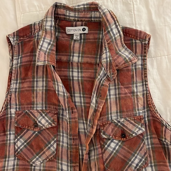 Cotton on plaid button down tank - Picture 2 of 3